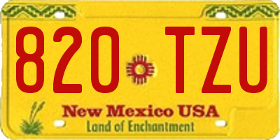 NM license plate 820TZU