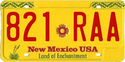 NM license plate 821RAA