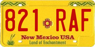 NM license plate 821RAF