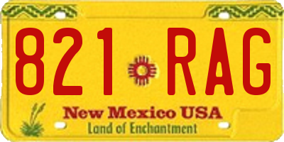 NM license plate 821RAG