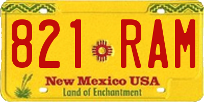 NM license plate 821RAM