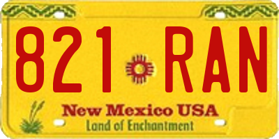 NM license plate 821RAN