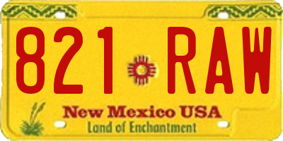 NM license plate 821RAW