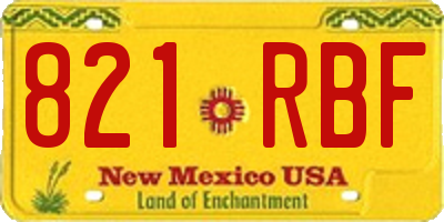 NM license plate 821RBF