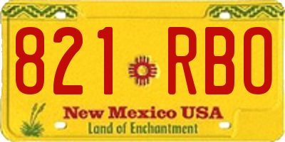 NM license plate 821RBO