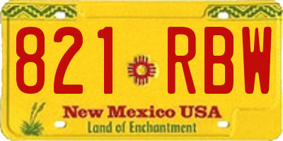 NM license plate 821RBW
