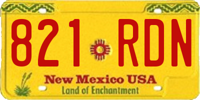 NM license plate 821RDN