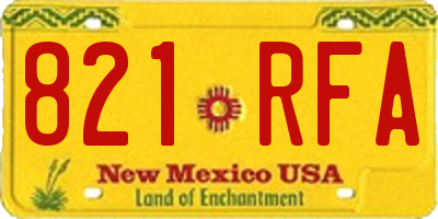 NM license plate 821RFA
