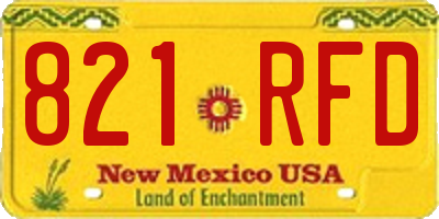 NM license plate 821RFD