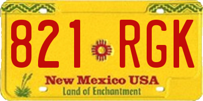 NM license plate 821RGK