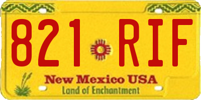 NM license plate 821RIF