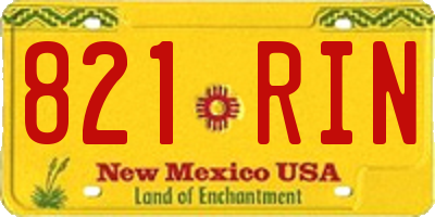 NM license plate 821RIN