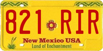 NM license plate 821RIR