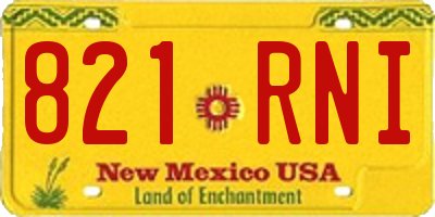 NM license plate 821RNI
