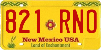 NM license plate 821RNO