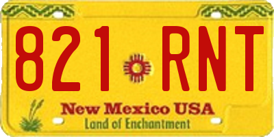 NM license plate 821RNT