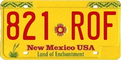 NM license plate 821ROF