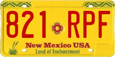 NM license plate 821RPF