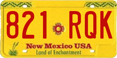 NM license plate 821RQK
