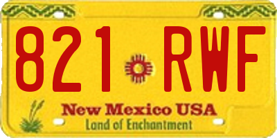 NM license plate 821RWF