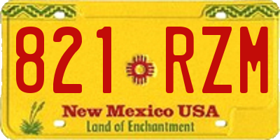 NM license plate 821RZM