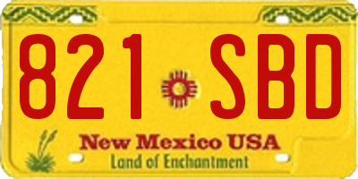 NM license plate 821SBD