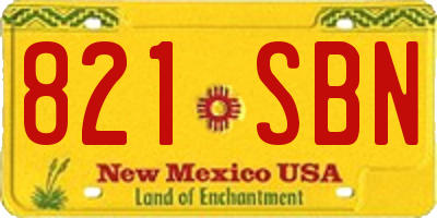 NM license plate 821SBN