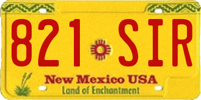 NM license plate 821SIR