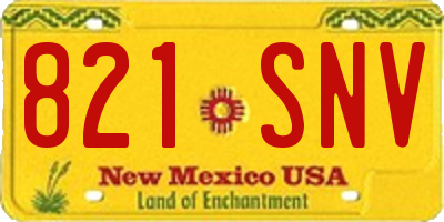 NM license plate 821SNV