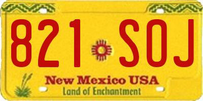 NM license plate 821SOJ