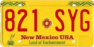 NM license plate 821SYG