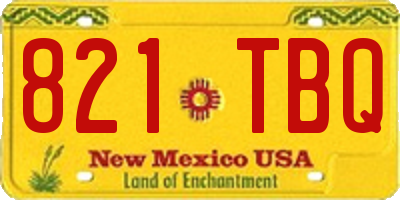 NM license plate 821TBQ