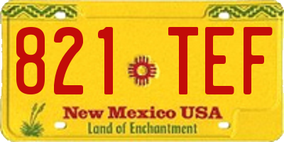 NM license plate 821TEF