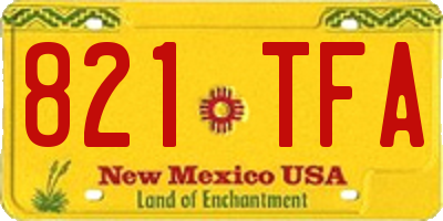 NM license plate 821TFA
