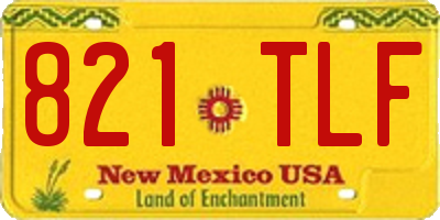 NM license plate 821TLF