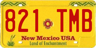 NM license plate 821TMB