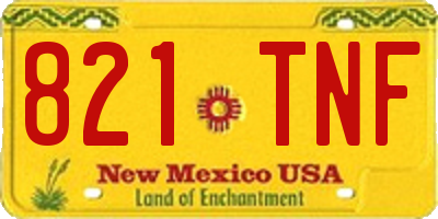 NM license plate 821TNF