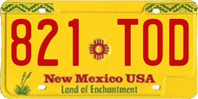 NM license plate 821TOD