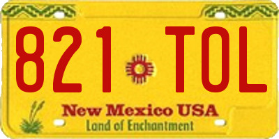 NM license plate 821TOL