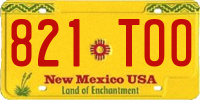 NM license plate 821TOO