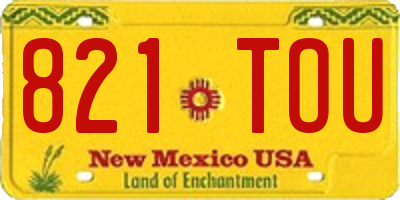 NM license plate 821TOU