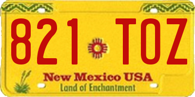 NM license plate 821TOZ