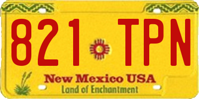 NM license plate 821TPN