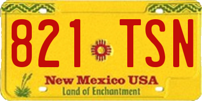 NM license plate 821TSN