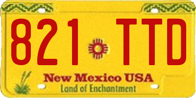 NM license plate 821TTD
