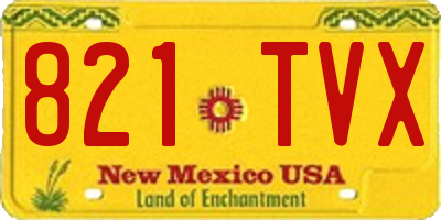 NM license plate 821TVX