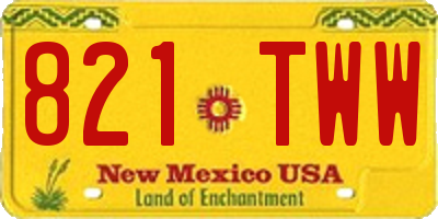 NM license plate 821TWW
