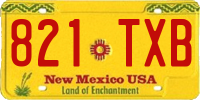 NM license plate 821TXB