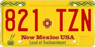 NM license plate 821TZN