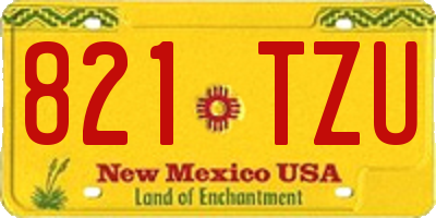 NM license plate 821TZU